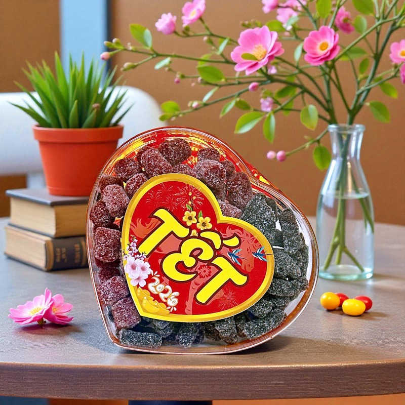 Kẹo Dâu 2 Vị (Dâu Tây, Dâu Tằm) 300g Hộp Trái Tim 3 Kẹo Dâu 2 Vị (Dâu Tây, Dâu Tằm) 300g Hộp Trái Tim