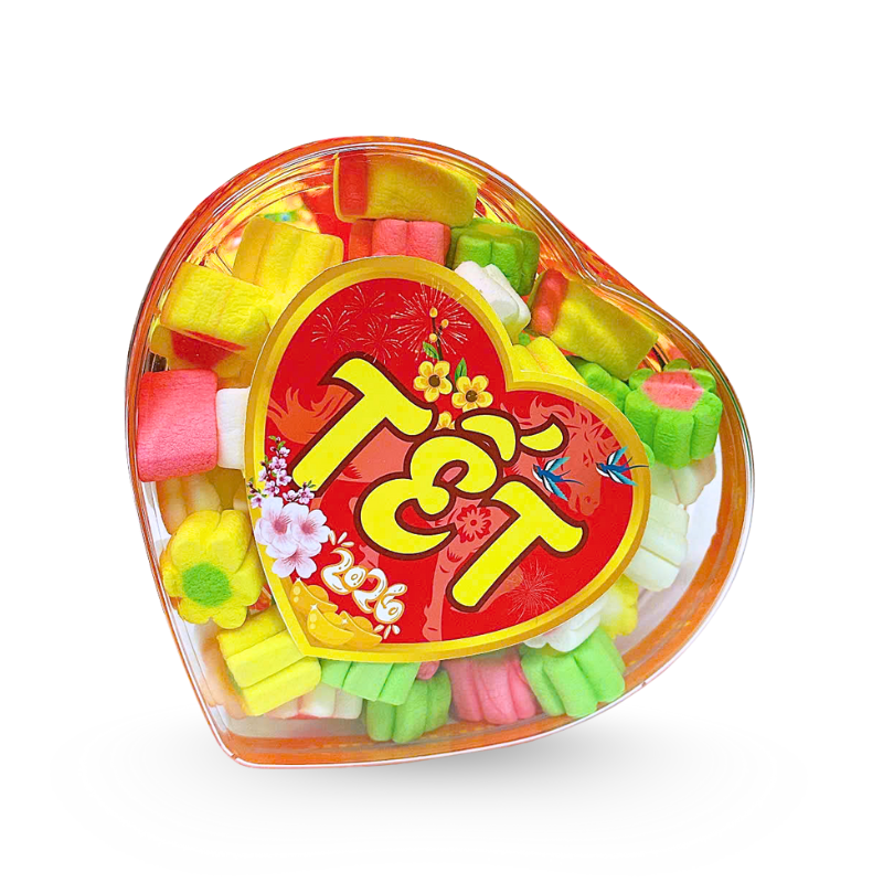 Kẹo Dẻo Bông Marshmallow 130g - Hộp Trái Tim Hộp Quà Tết 2026 8 Kẹo Dẻo Bông Marshmallow 130g - Hộp Trái Tim Hộp Quà Tết 2026