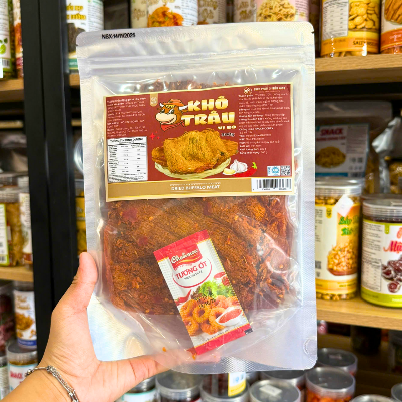 Khô Trâu Miếng Tẩm Vị Bò 300g - Túi Zip Bạc 4 Khô Trâu Miếng Tẩm Vị Bò 300g - Túi Zip Bạc