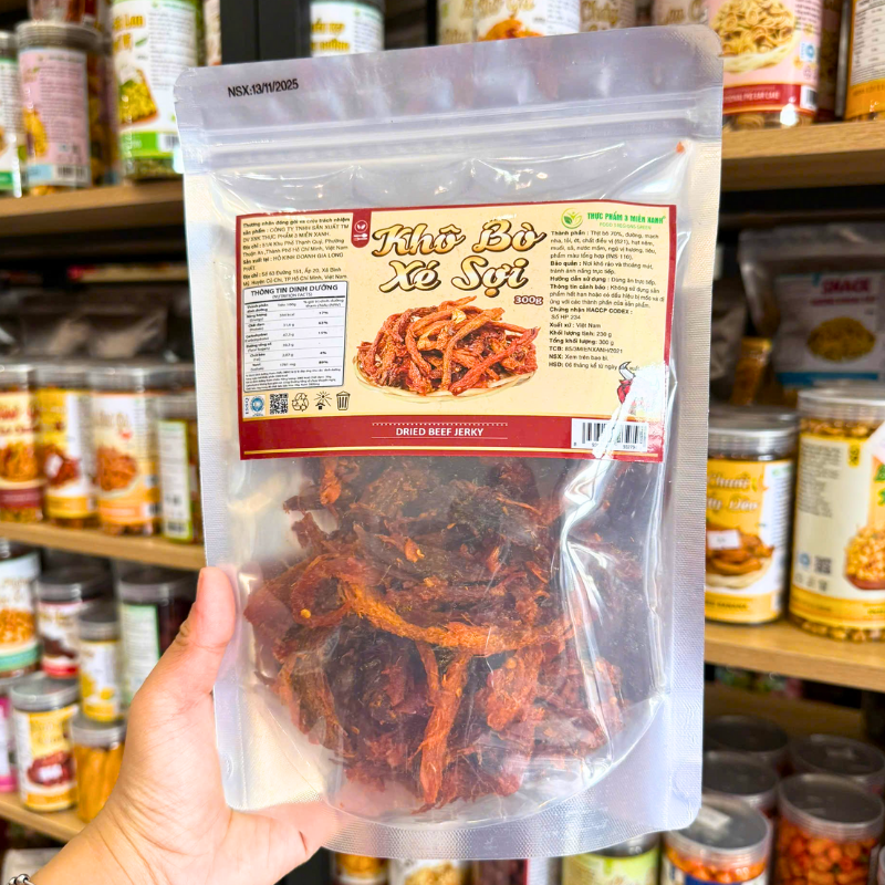 Khô Bò Xé Sợi Thượng Hạng 300g - Túi Zip Bạc 4 Khô Bò Xé Sợi Thượng Hạng 300g - Túi Zip Bạc