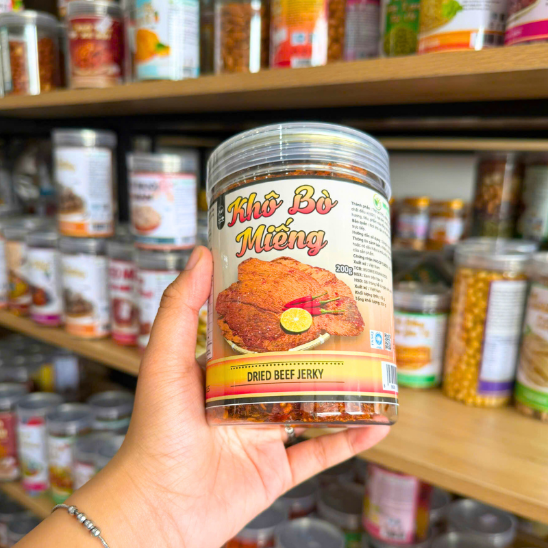 Khô Bò Miếng Thượng Hạng Thơm Ngon 200g - Hũ Pet 5 Khô Bò Miếng Thượng Hạng Thơm Ngon 200g - Hũ Pet