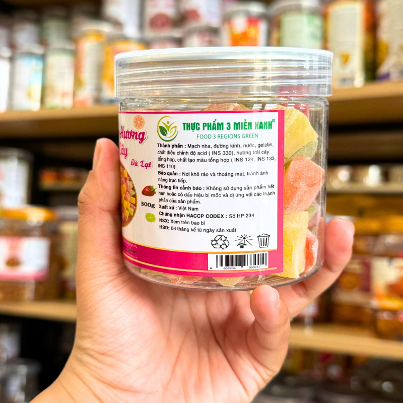 Kẹo Dẻo Vuông Hương Trái Cây (Kẹo Dẻo Đà Lạt) Mini 300g - Hộp Pet 7 Kẹo Dẻo Vuông Hương Trái Cây (Kẹo Dẻo Đà Lạt) Mini 300g - Hộp Pet