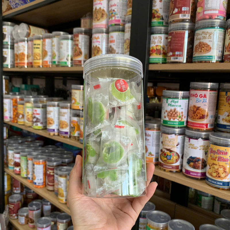 Sỉ kẹo Dừa Non Lá Dứa Thơm Ngon 300g - Hũ Pet 5 Sỉ kẹo Dừa Non Lá Dứa Thơm Ngon 300g - Hũ Pet