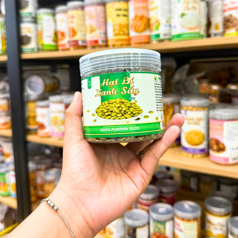 Sỉ nhân Bí Xanh Sấy Mini 250g - Hũ Pet 5 Sỉ nhân Bí Xanh Sấy Mini 250g - Hũ Pet