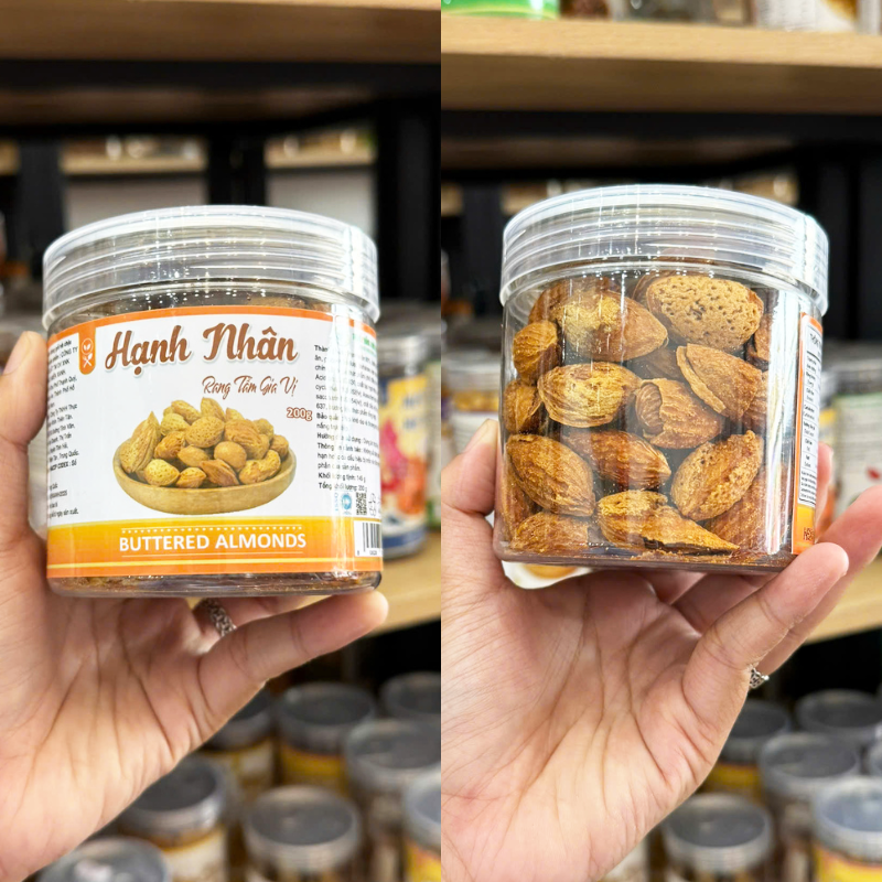 Hạnh Nhân Sấy Tẩm Gia Vị - Hạnh Nhân Rang Bơ Loại Vỏ Dày Mini Thơm Ngon 200g - Hũ Pet 6 Hạnh Nhân Sấy Tẩm Gia Vị - Hạnh Nhân Rang Bơ Loại Vỏ Dày Mini Thơm Ngon 200g - Hũ Pet