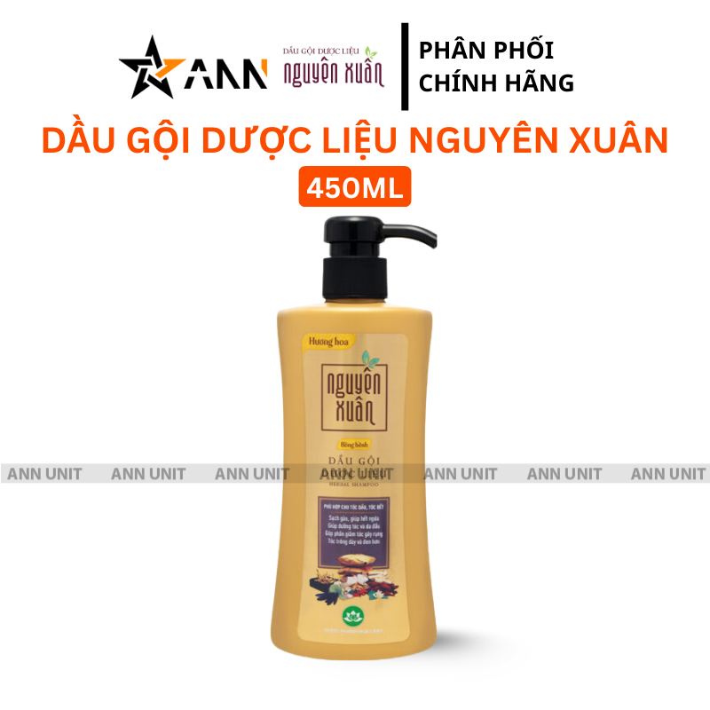 Phân phối dầu Gội Dược Liệu Nguyên Xuân Cho Tóc Dầu Bết 450ml - Chai Vàng Đậm