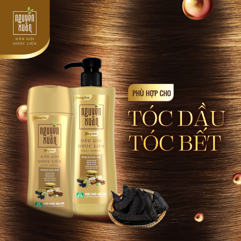 Phân phối dầu Gội Dược Liệu Nguyên Xuân Cho Tóc Dầu Bết 450ml - Chai Vàng Đậm
