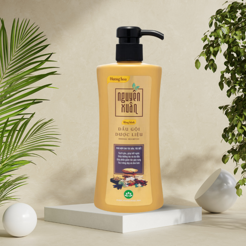 Phân phối dầu Gội Dược Liệu Nguyên Xuân Cho Tóc Dầu Bết 450ml - Chai Vàng Đậm