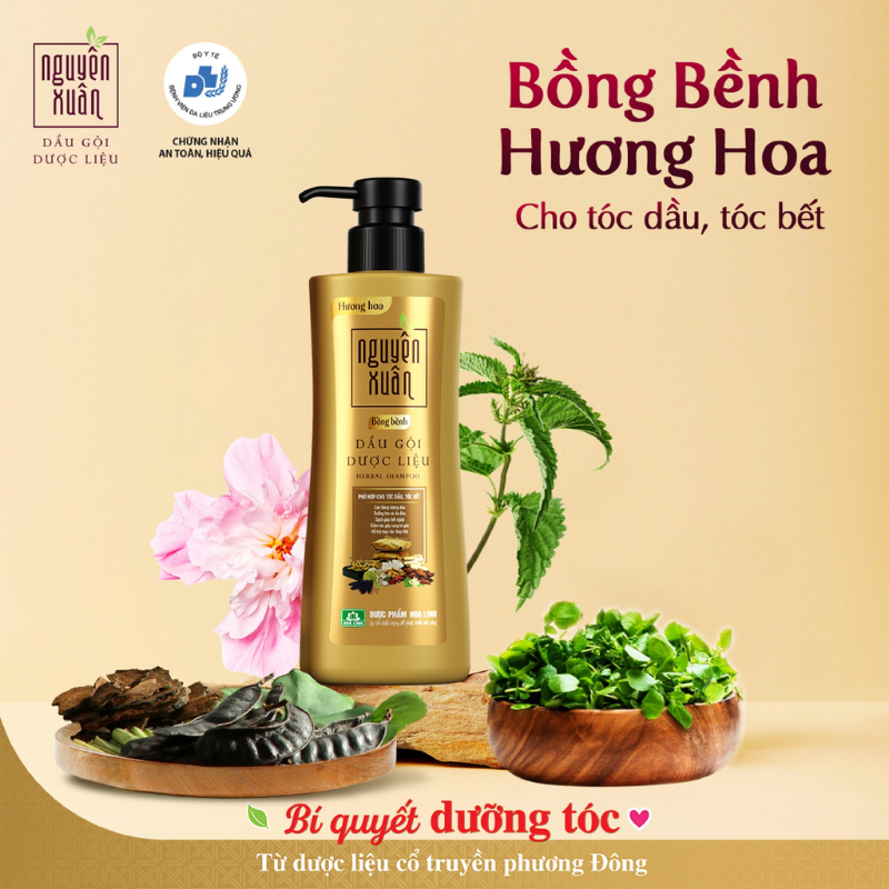 Phân phối dầu Gội Dược Liệu Nguyên Xuân Cho Tóc Dầu Bết 450ml - Chai Vàng Đậm