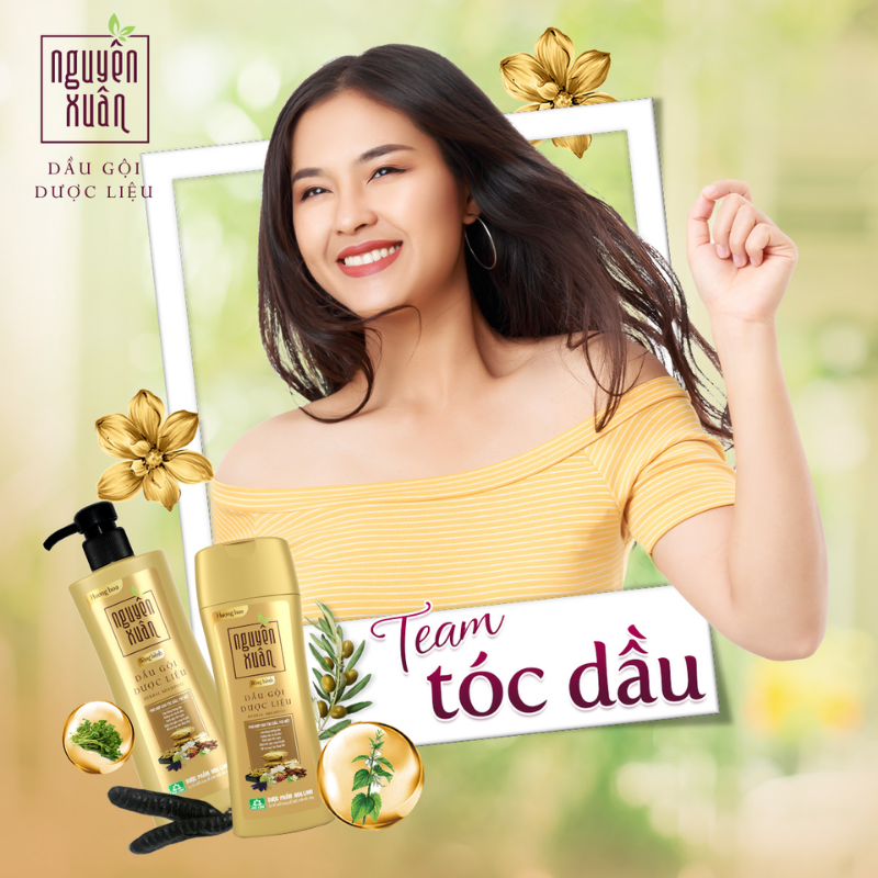 Phân phối dầu Gội Dược Liệu Nguyên Xuân Cho Tóc Dầu Bết 450ml - Chai Vàng Đậm
