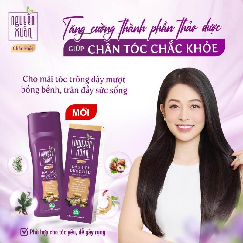 Phân phối dầu Gội Dược Liệu Nguyên Xuân Chắc Khỏe Cho Tóc Yếu 250ml - Màu Tím