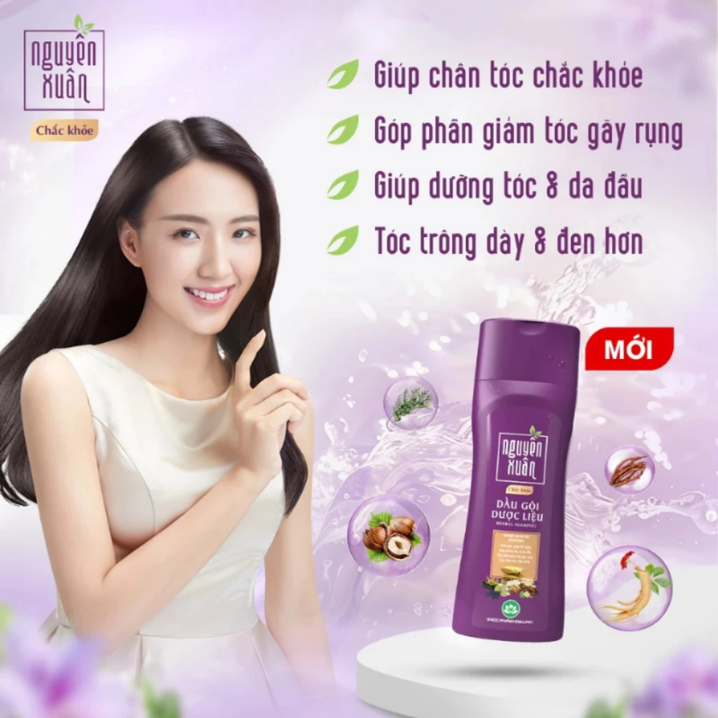 Phân phối dầu Gội Dược Liệu Nguyên Xuân Chắc Khỏe Cho Tóc Yếu 250ml - Màu Tím