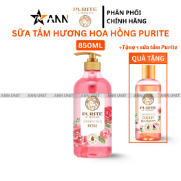 Sữa Tắm Purite Hương Hoa Hồng 850ml Dưỡng Sáng Da - Tặng 1 Chai Sữa Tắm Hương Hoa Anh Đào - 8935136865709