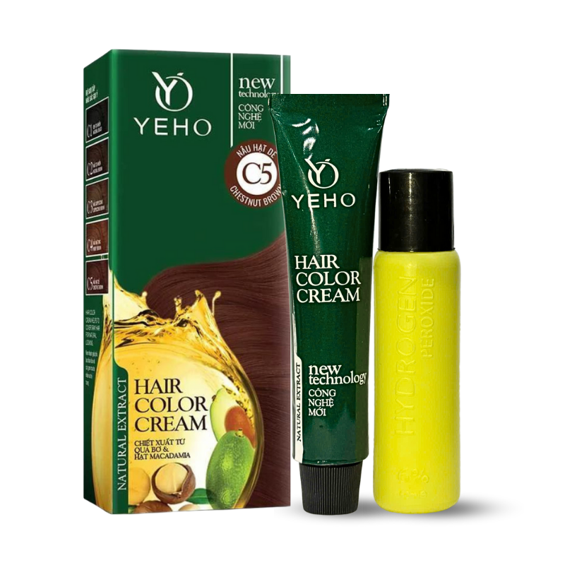 Kem Nhuộm Phủ Bạc Yeho C5 Màu Nâu Hạt Dẻ - Kem Nhuộm Yeho 8 Kem Nhuộm Phủ Bạc Yeho C5 Màu Nâu Hạt Dẻ - Kem Nhuộm Yeho