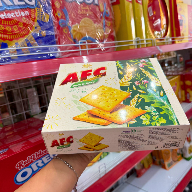 Bánh Afc Vị Rau - Bánh Kinh Đô Afc Dinh Dưỡng 279,5g (13 Gói x 21,5g) 5 Bánh Afc Vị Rau - Bánh Kinh Đô Afc Dinh Dưỡng 279,5g (13 Gói x 21,5g)
