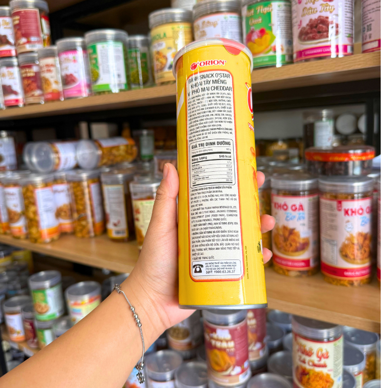 Khoai Tây Lon O'STAR ORION Vị Phô Mai Cheddar 100gr 5 Khoai Tây Lon O'STAR ORION Vị Phô Mai Cheddar 100gr
