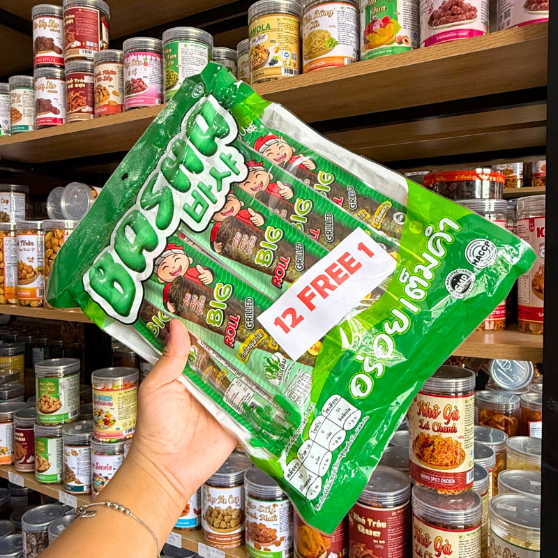 Rong Biển BASHA Ăn Liền Bịch Màu Xanh Lá (12 cây tặng 1 cây) 5 Rong Biển BASHA Ăn Liền Bịch Màu Xanh Lá (12 cây tặng 1 cây)