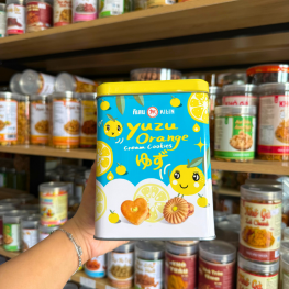 Bánh Quy Nhân Kem Cam Yuzu Hộp Thiếc KILIN Thái Lan 400g - Hộp Xanh Vàng - 8859465691009
