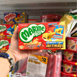 Bánh Cá ORION MARINE BOY Vị Tôm Nướng Môi Đỏ 35g - Hộp Đỏ - 8936036021165