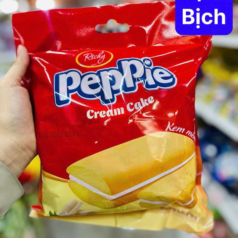 Bánh Richy PEPPIE Kem Mềm Bịch Màu Đỏ 2 Bánh Richy PEPPIE Kem Mềm Bịch Màu Đỏ