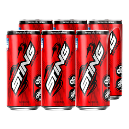 1 Lốc 6 Lon Nước Ngọt Sting Hương Dâu Tây Đỏ 320ml - STINGLON1LOC