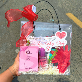 Set Hộp Quà Tặng Nước Hoa Nữ Charme Sì 25ml - Túi Trong Vuông Có Đèn Đom Đóm Lót Giấy Rơm Thắt Nơ Xinh Xắn Nhiều Màu - SETQUACHARME47