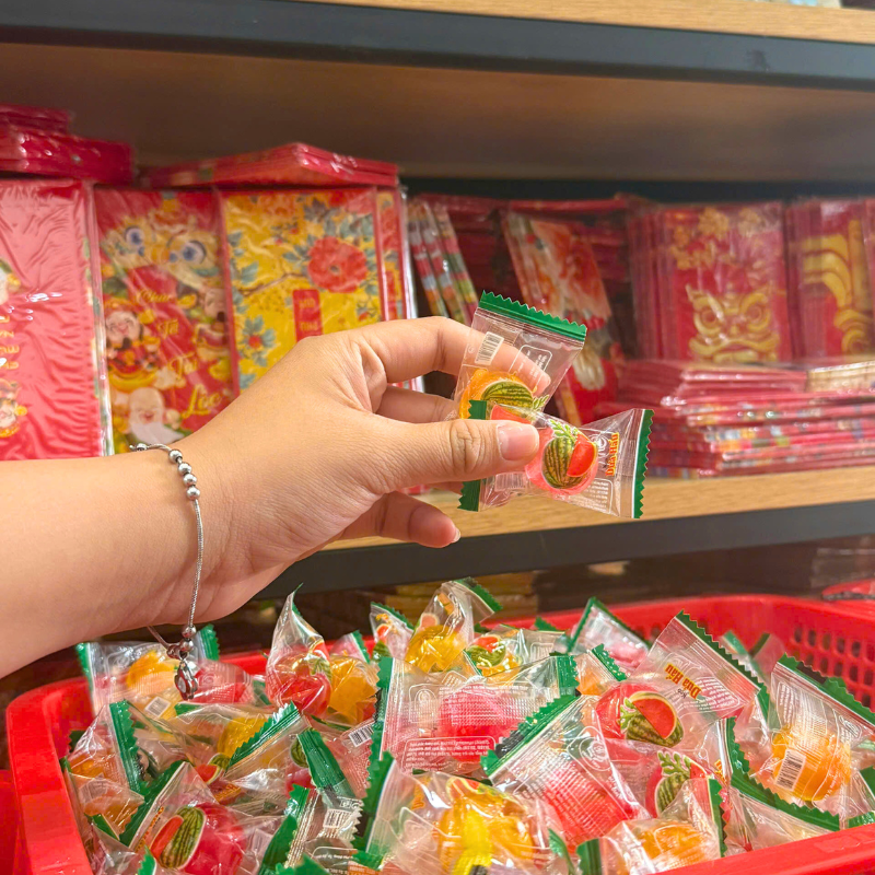 Sỉ kẹo Dẻo Hàng Xá Dưa Hấu Có Nhân 200g/Hộp 10 Sỉ kẹo Dẻo Hàng Xá Dưa Hấu Có Nhân 200g/Hộp