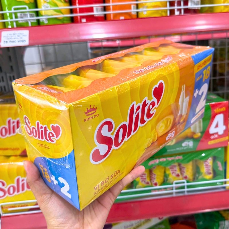 Bảng giá sỉ bánh Bông Lan Cuộn Kem Solite 3 Vị (Lá Dứa, Bơ Sữa, Dâu) - Hộp 360g 13 Bảng giá sỉ bánh Bông Lan Cuộn Kem Solite 3 Vị (Lá Dứa, Bơ Sữa, Dâu) - Hộp 360g