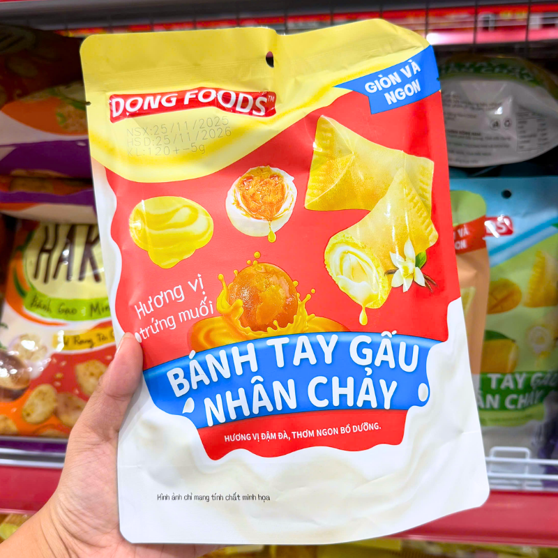 Bánh Tay Gấu Nhân Chảy Dong Foods Vị Trứng Muối 120g 5 Bánh Tay Gấu Nhân Chảy Dong Foods Vị Trứng Muối 120g