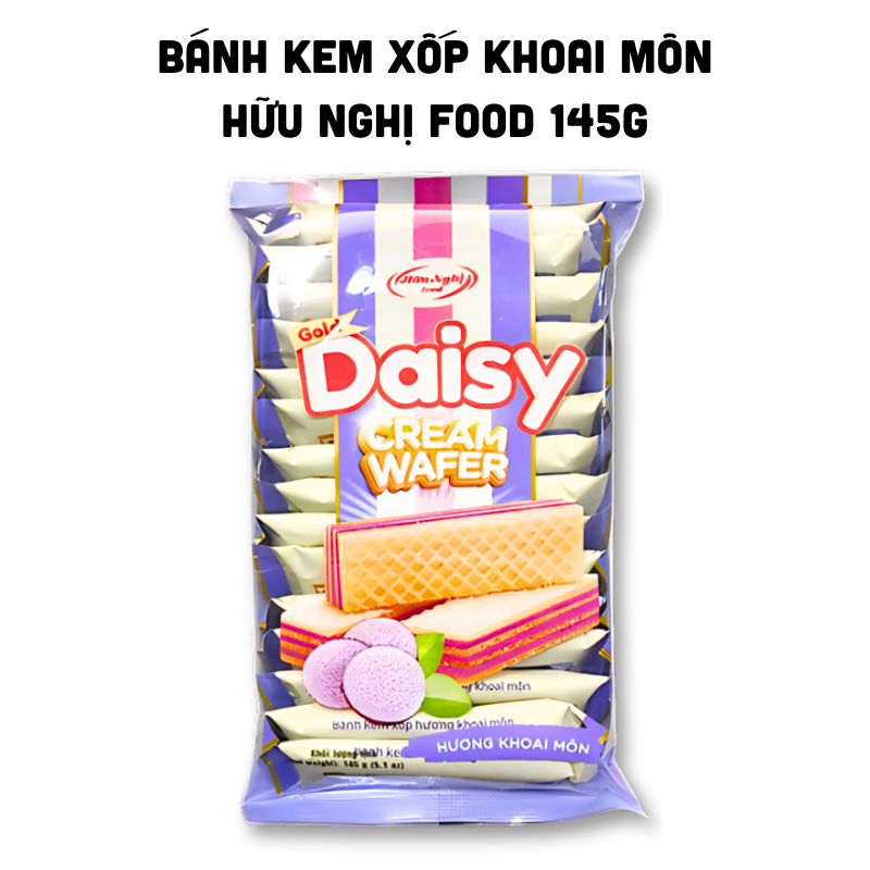 Sỉ bánh Kem Xốp Hữu Nghị Daisy Hương Khoai Môn 145g 6 Sỉ bánh Kem Xốp Hữu Nghị Daisy Hương Khoai Môn 145g