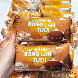 1 Thùng Bánh Bông Lan Tươi Trứng Sữa Kim Nguyên Vị Socola (60g x 10 Lốc x 10 Gói) - Bịch Nâu - 8938550176178THUNG