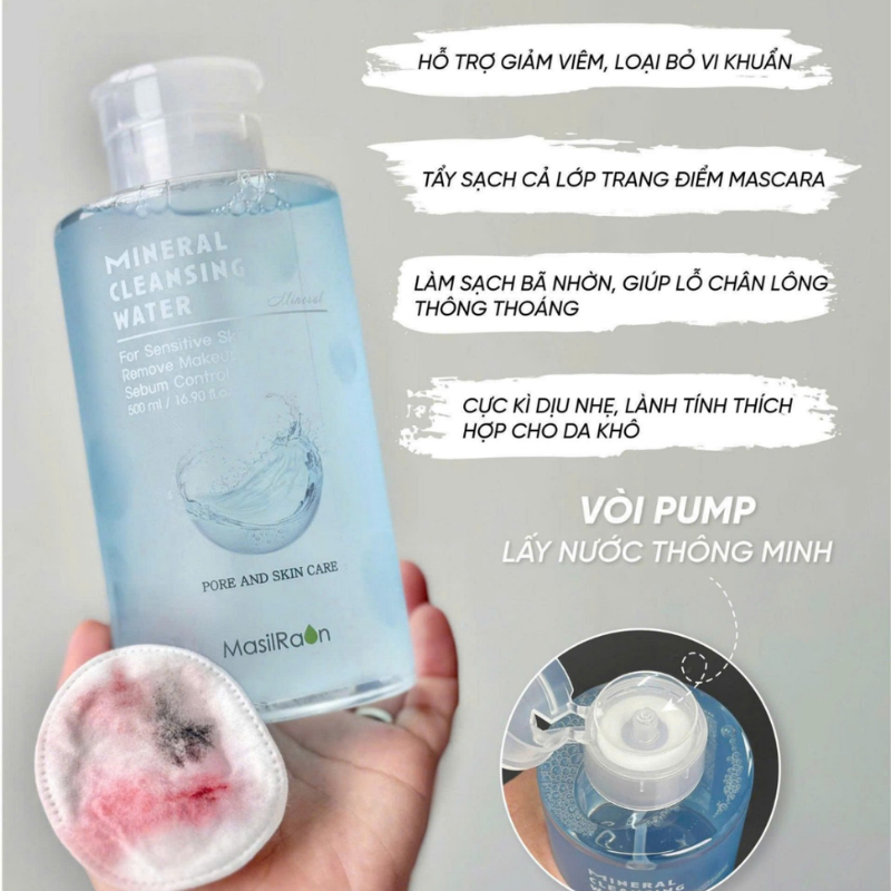Bảng giá sỉ nước Tẩy Trang Masilraon Mineral Cleansing Water 500ml 7 Bảng giá sỉ nước Tẩy Trang Masilraon Mineral Cleansing Water 500ml