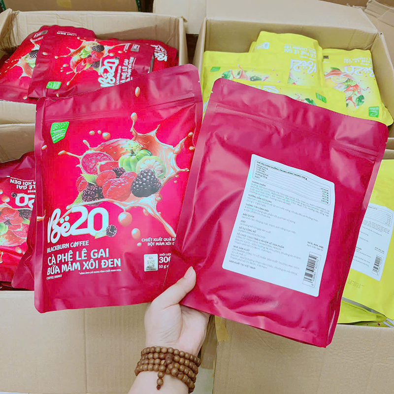 Cà Phê Lê Gai Bứa Mâm Xôi Đen Be20 300g (10g x 30 Gói) - Bịch Hồng 5 Cà Phê Lê Gai Bứa Mâm Xôi Đen Be20 300g (10g x 30 Gói) - Bịch Hồng