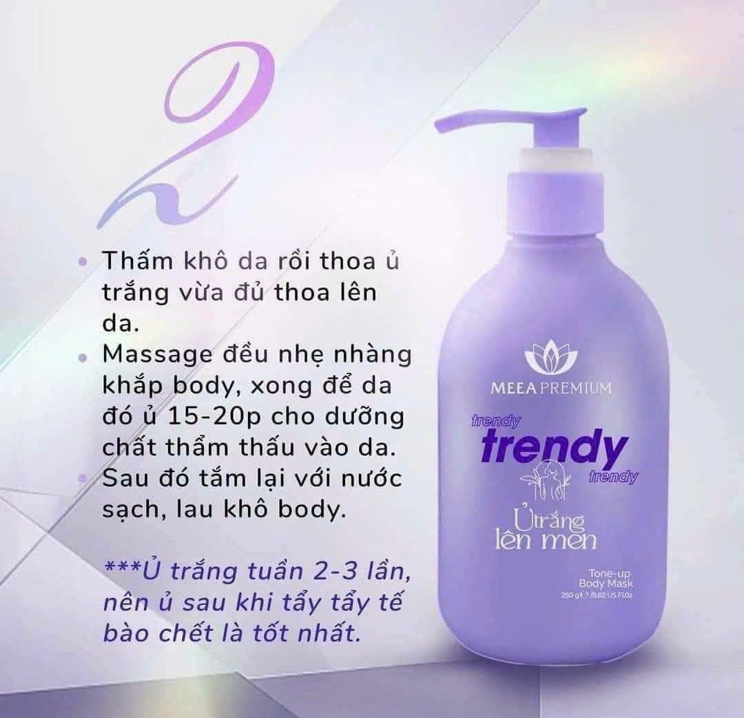 Ủ trắng body ủ trắng lên men Trendy-  Meea Premium dưỡng ẩm thu nhỏ lỗ chân lông làm trắng da