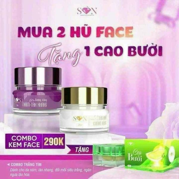 Combo Kem Dưỡng Trắng Da, Giảm Mụn  son Cosmetic Tặng Kèm Cao Bưởi Loại Bỏ Thâm Sạm Se Khít Lỗ Chân Lông