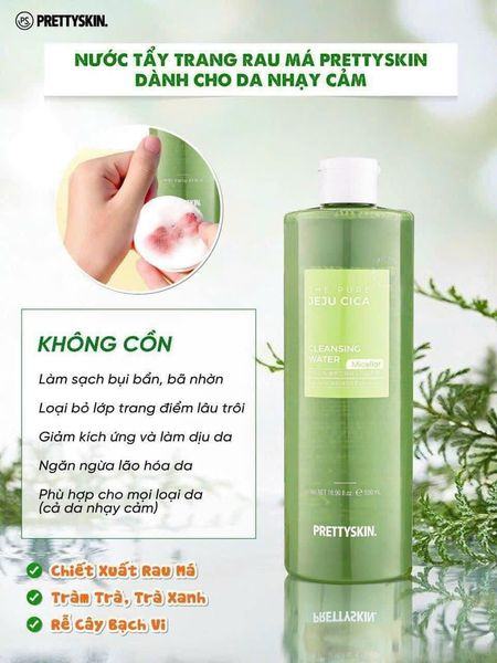 Nước Tẩy Trang Rau Má PrettySkin là dòng sản phẩm làm sạch vô cùng an toàn