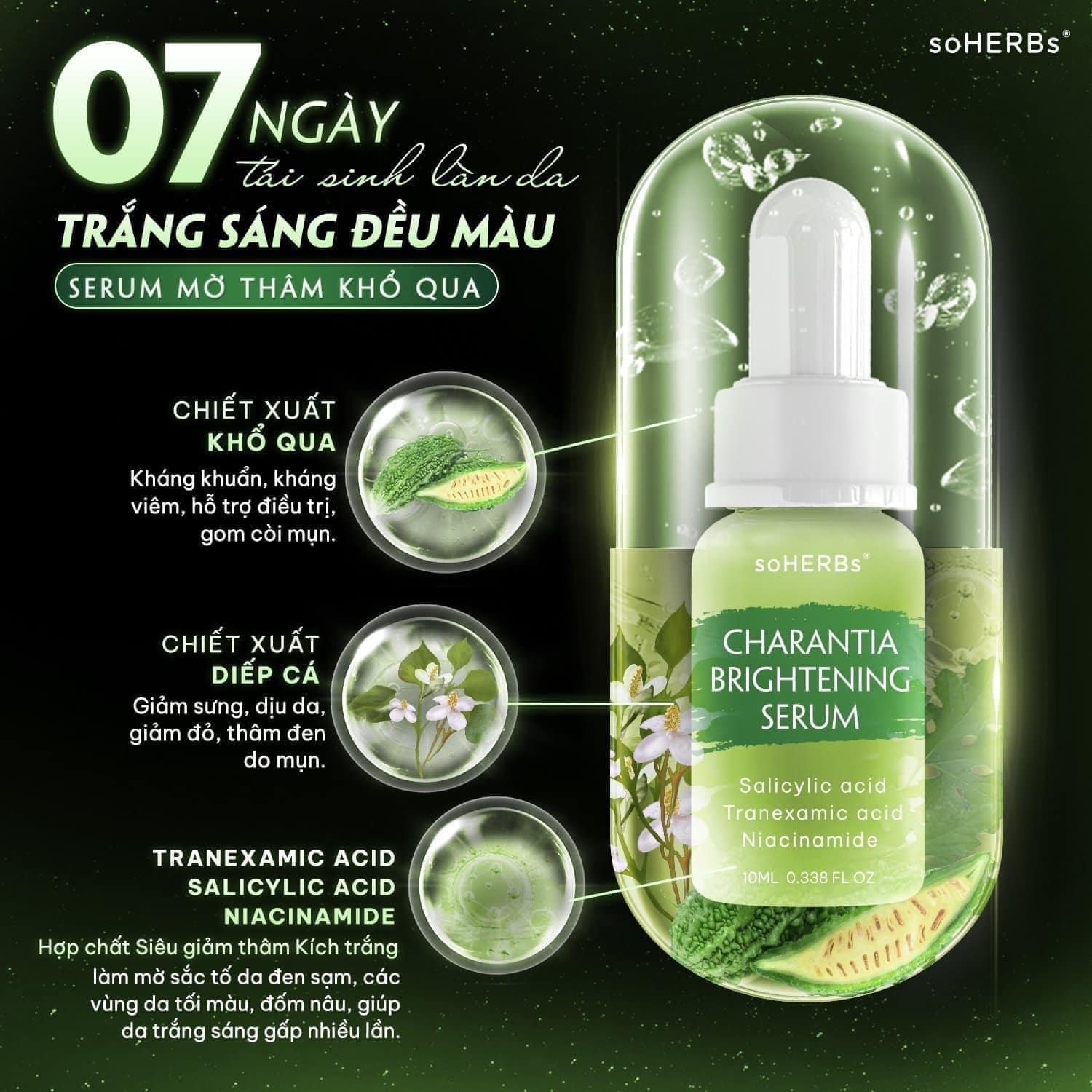 Serum khô qua Soherbs tinh chất khô qua mờ thâm trắng da phục hồi da sau mụn