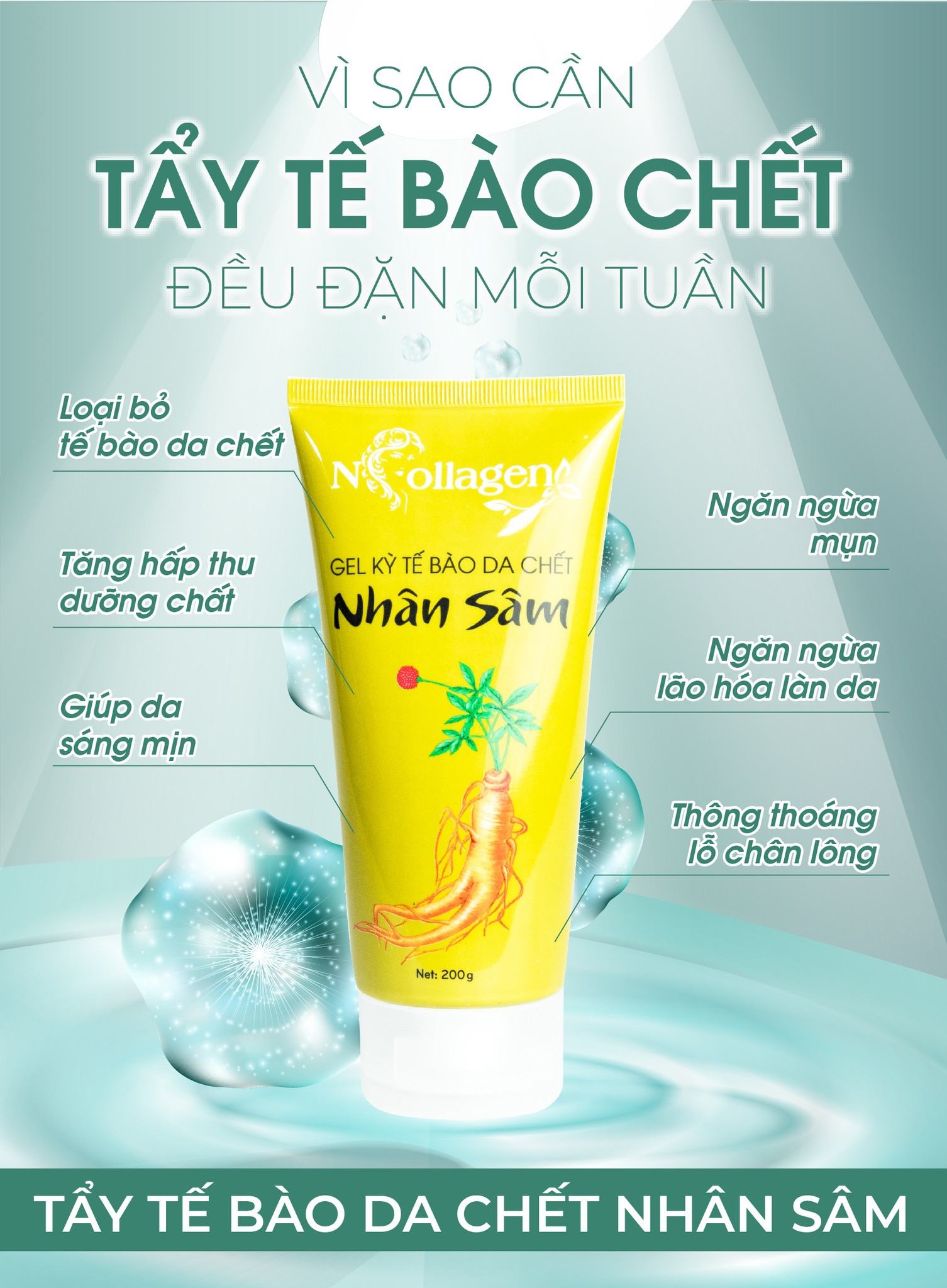 Tẩy Tế Bào Chết Nhân Sâm N Collagen Sử Dụng Cho Mặt Và Body chính hãng