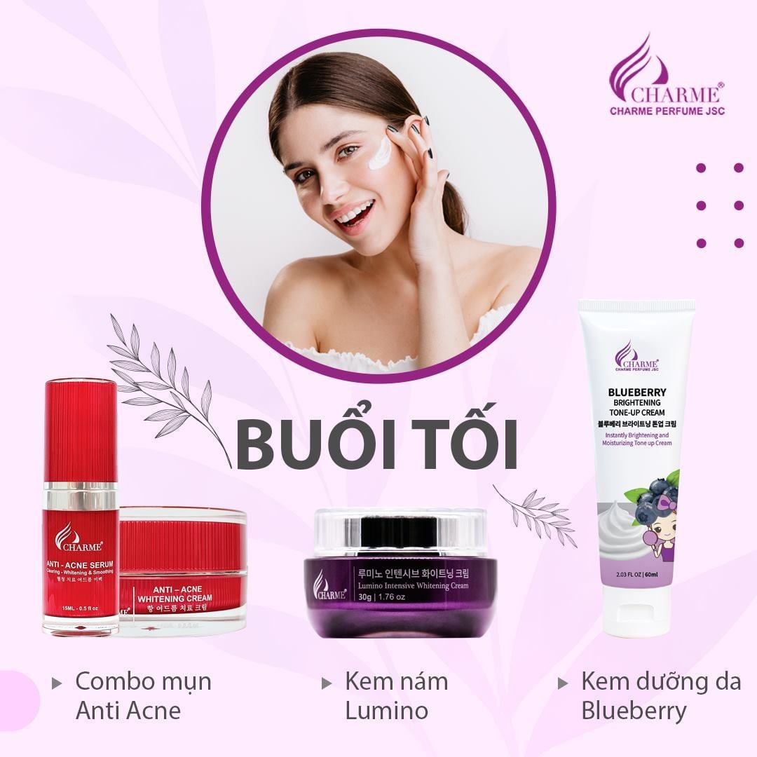 LỊCH BIỂU CÁC BƯỚC SKINCARE MỖI NGÀY CÙNG MỸ PHẨM CHARME COSMETIC BUỔI SÁNG