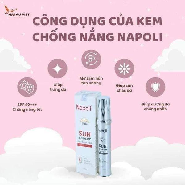 Kem chống nắng Napoli - Hải Âu Việt chống nắng bảo vệ da với chỉ số spf 40 pa++++