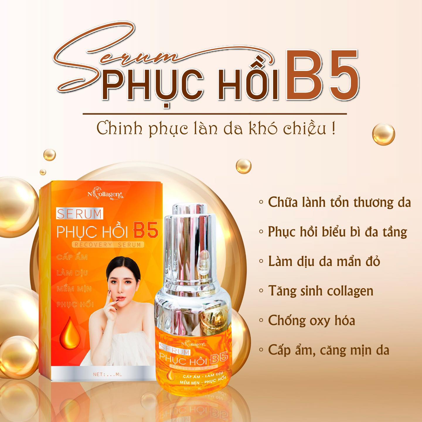 Serum Phục Hồi Da B5 N Collagen thay nang chinh phục tính da khó chiều nhất