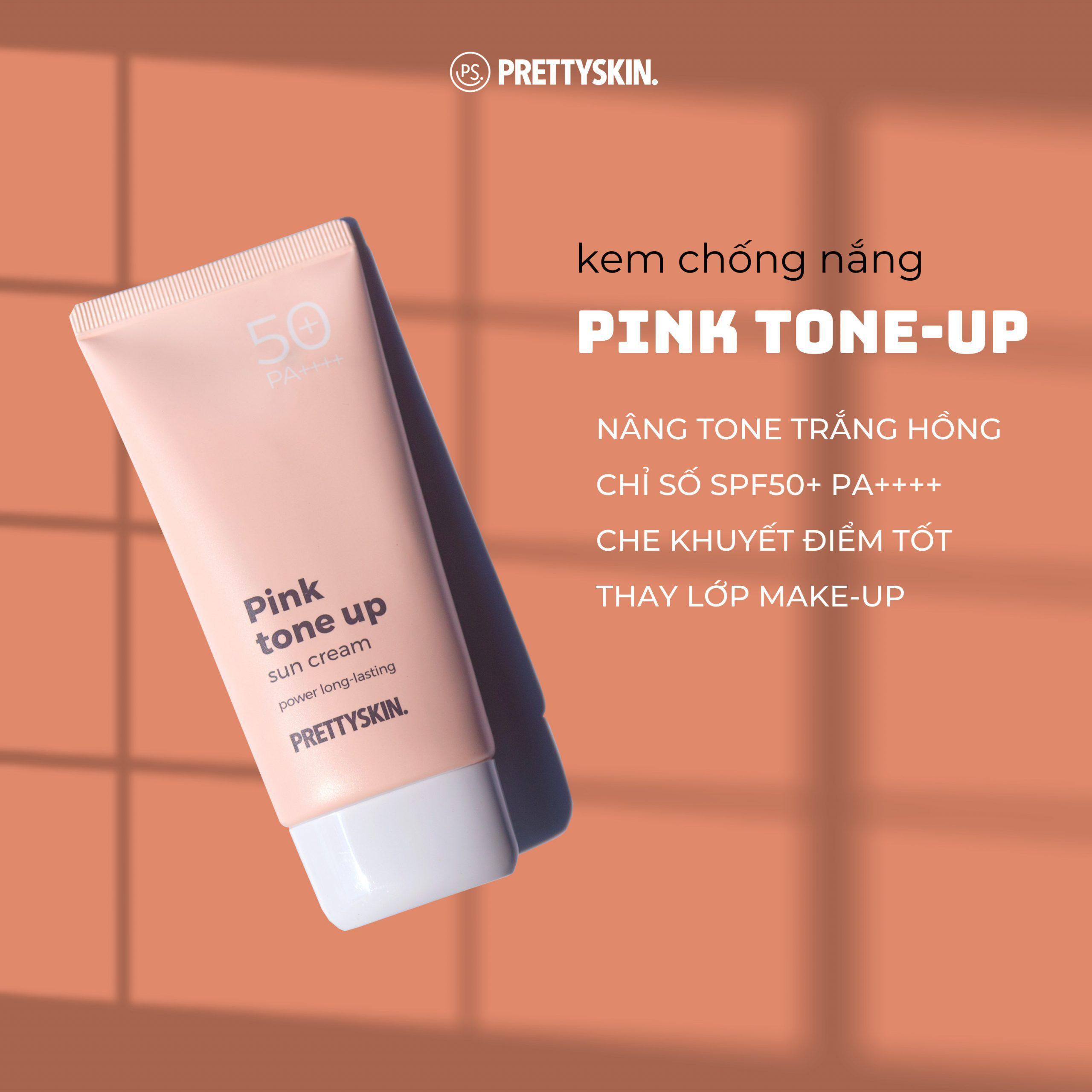 kem Chống Nắng PrettySkin Pink Tone Up Nâng Tone Trắng Hồng 50ml