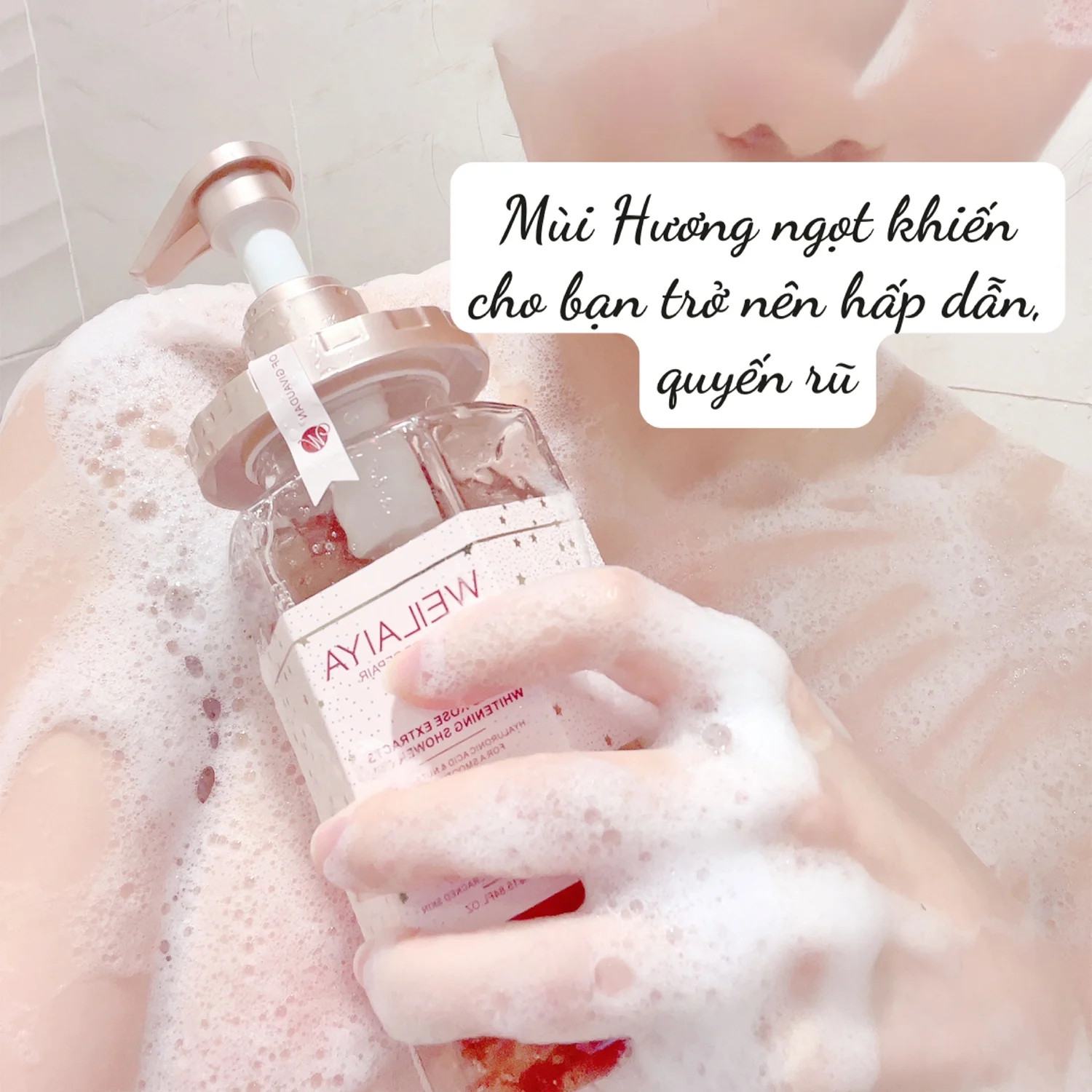 Sữa tắm trắng da Weilaiya hoa hồng Damask chứa chiết xuất nguyên chất từ hoa hồng Damask Burgari
