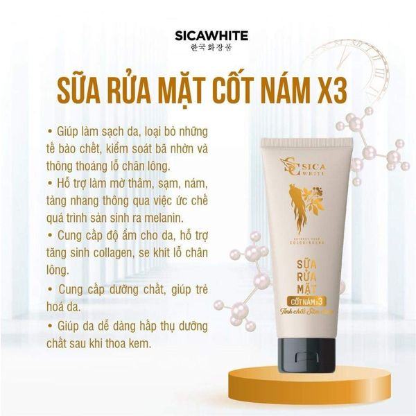 Rửa Mặt Cốt Nám X3 Sica White Tinh Chất Sâm Vàng Hỗ Trợ Da Nám Tàn Nhang