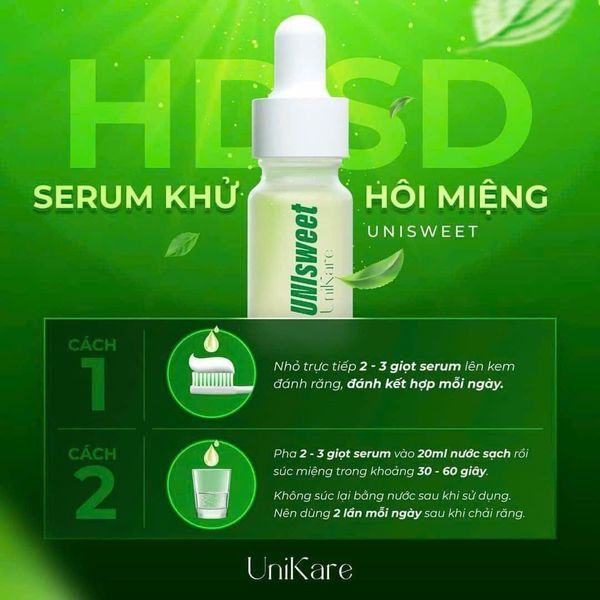 Serum Trắng Răng UniSmile 10ml Và Serum Thơm Miệng UniSweet 10ml  Hỗ Trợ Cải Thiện Ố Vàng Hôi Miệng UniKare