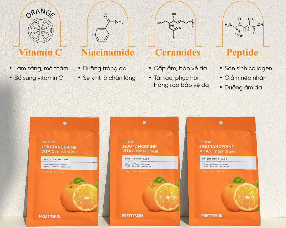 Mặt Nạ Vitamin C Prettyskin Jeju Tangerine