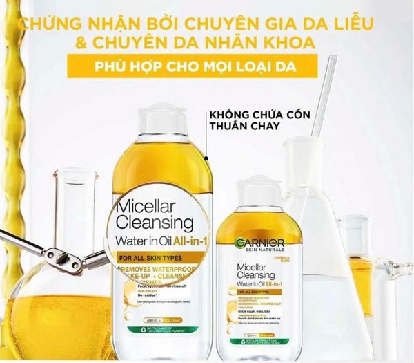 Tẩy trang Garnier màu vàng Micellar Oi