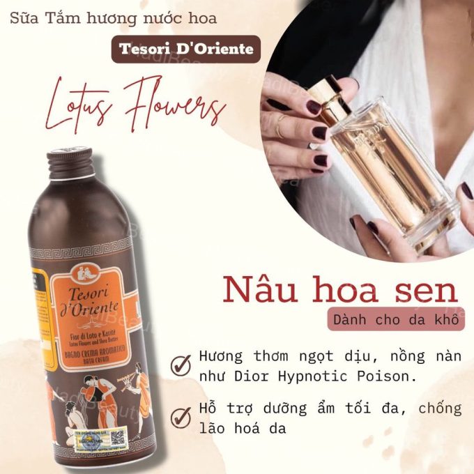 Sữa Tắm Tesori D'Oriente Hoa Sen 500ml Lấy cảm hứng từ Nghi thức của các vị thần Phương Đông