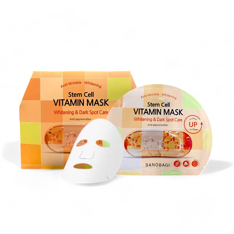 Mặt Nạ Banobagi Màu Cam Stem Cell Vitamin Mask Whitening Dark Spot Care Hộp 10 Miếng