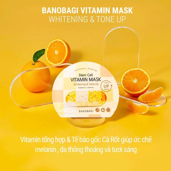 Mặt Nạ Banobagi Màu Cam Stem Cell Vitamin Mask Whitening Dark Spot Care 10 Miếng